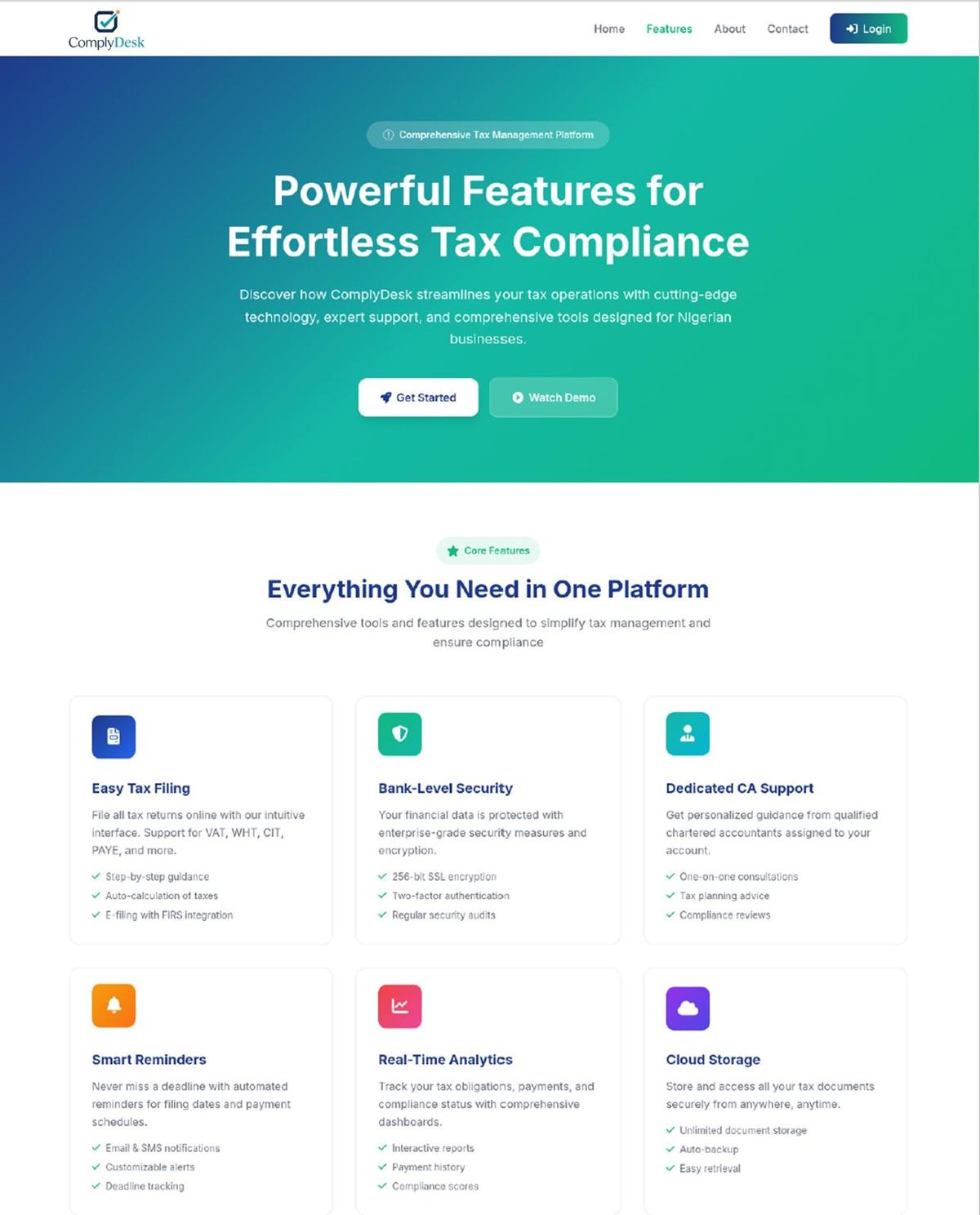 TaxLink Dashboard Mockup